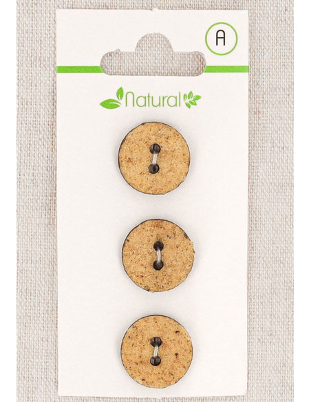 Tarjeta de 3 botones beige de 15 mm 2 agujeros - Texturizados