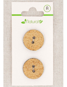 Tarjeta de 2 botones beige 20 mm 2 agujeros - Texturados