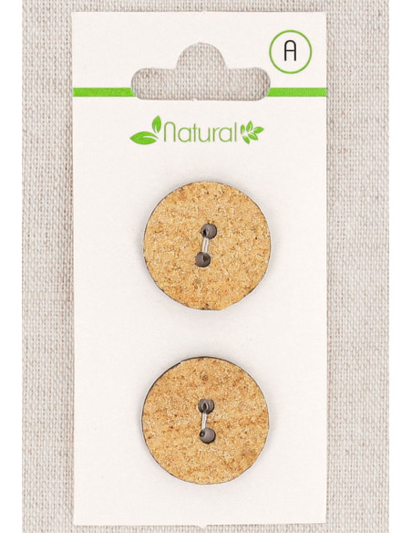 Tarjeta de 2 botones beige 20 mm 2 agujeros - Texturados