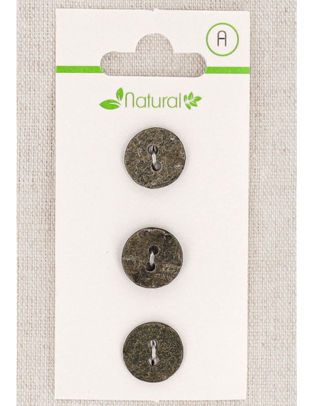 Tarjeta de 3 botones grises de 13 mm 2 agujeros - Texturizados