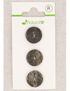 Tarjeta de 3 botones grises de 15 mm 2 agujeros - Texturizados