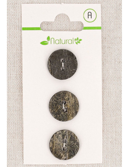 Tarjeta de 3 botones grises de 15 mm 2 agujeros - Texturizados