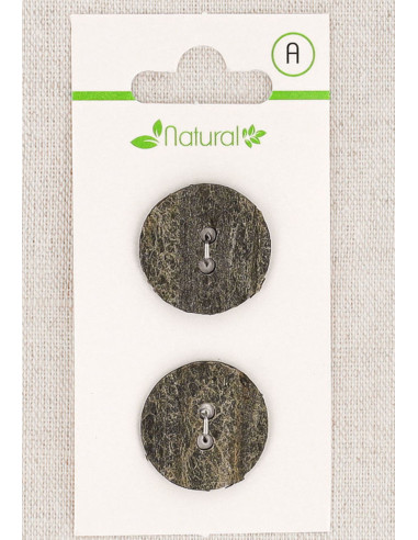 Tarjeta de 2 botones grises de 20 mm 2 agujeros - Texturizados
