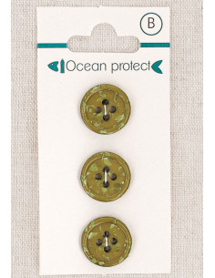 Tarjeta de 3 botones caqui de 15 mm 4 agujeros - Fantasías