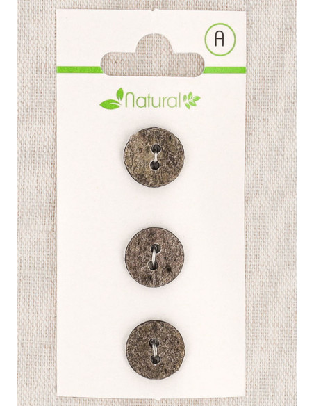 Tarjeta de 3 botones grises de 13 mm 2 agujeros - Texturizados