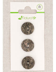 Tarjeta de 3 botones grises de 15 mm 2 agujeros - Texturizados