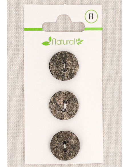 Tarjeta de 3 botones grises de 15 mm 2 agujeros - Texturizados