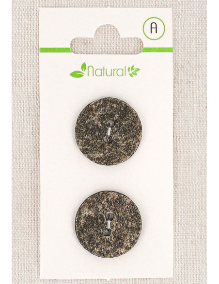 Tarjeta de 2 botones grises de 20 mm 2 agujeros - Texturizados