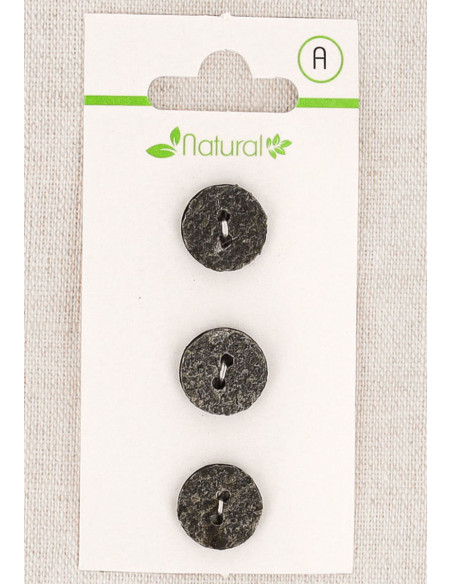 Tarjeta de 3 botones grises de 13 mm 2 agujeros - Texturizados