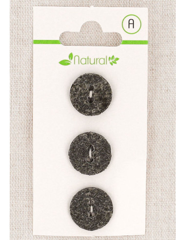 Tarjeta de 3 botones grises de 15 mm 2 agujeros - Texturizados