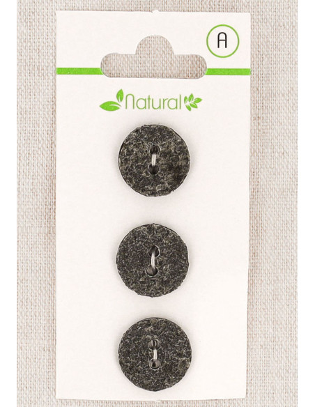 Tarjeta de 3 botones grises de 15 mm 2 agujeros - Texturizados