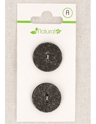 Tarjeta de 2 botones grises de 20 mm 2 agujeros - Texturizados