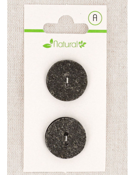 Tarjeta de 2 botones grises de 20 mm 2 agujeros - Texturizados
