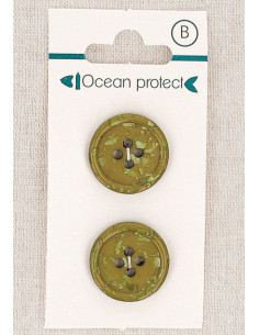 Tarjeta de 2 botones caqui de 20 mm 4 agujeros - Fantasías