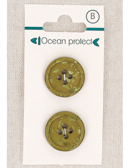 Tarjeta de 2 botones caqui de 20 mm 4 agujeros - Fantasías