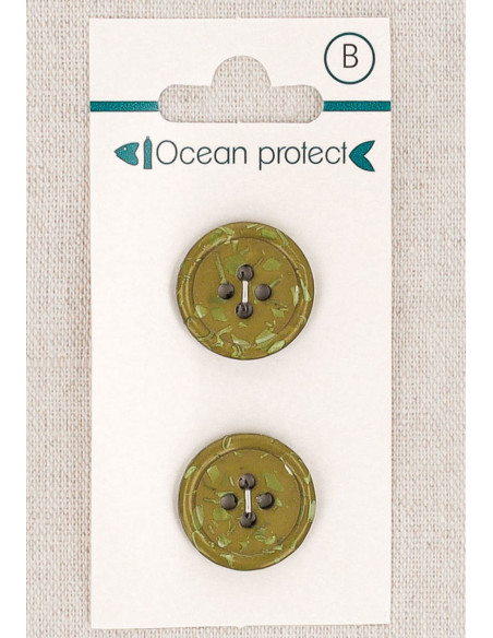 Tarjeta de 2 botones caqui de 18 mm 4 agujeros - Fantasías