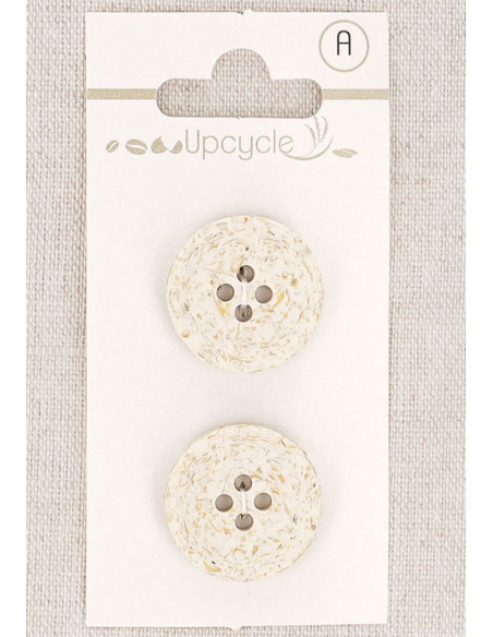 Tarjeta de 2 botones crudo 20 mm 4 agujeros - Granos de arroz