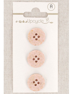 Tarjeta de 3 botones rosa 15 mm 4 agujeros - Granos de arroz