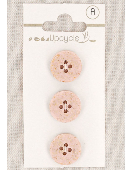 Tarjeta de 3 botones rosa 15 mm 4 agujeros - Granos de arroz