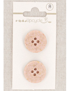 Tarjeta de 2 botones rosa 20 mm 4 agujeros - Granos de arroz