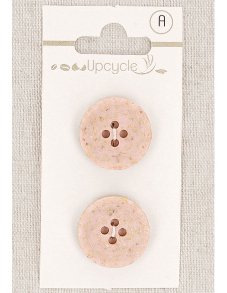 Tarjeta de 2 botones rosa 20 mm 4 agujeros - Granos de arroz