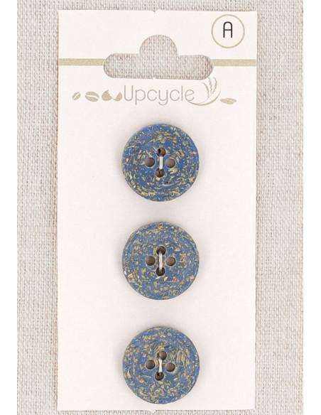 Tarjeta de 3 botones azules de 15 mm 4 agujeros - Granos de arroz