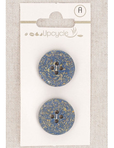 Tarjeta de 2 botones azules de 20 mm 4 agujeros - Granos de arroz