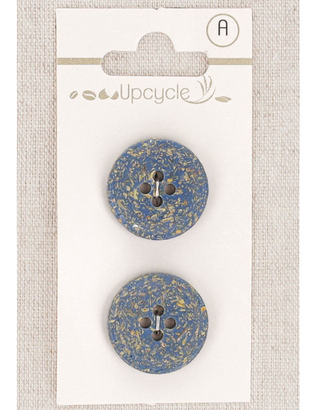 Tarjeta de 2 botones azules de 20 mm 4 agujeros - Granos de arroz