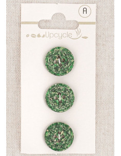 Tarjeta de 3 botones verdes de 15 mm 4 agujeros - Granos de arroz