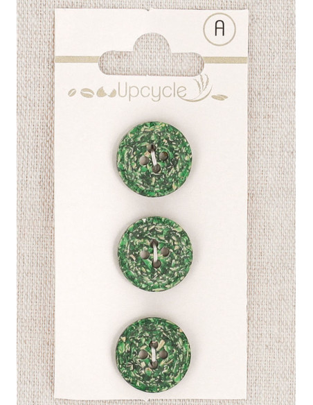 Tarjeta de 3 botones verdes de 15 mm 4 agujeros - Granos de arroz