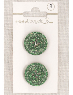 Tarjeta de 2 botones verdes de 20 mm 4 agujeros - Granos de arroz