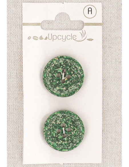 Tarjeta de 2 botones verdes de 20 mm 4 agujeros - Granos de arroz