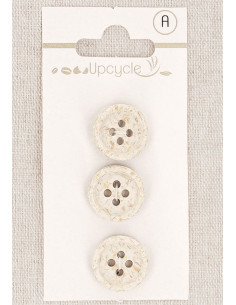 Tarjeta de 3 botones crudo 15 mm 4 agujeros - Granos de arroz enrollados
