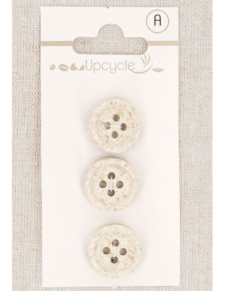 Tarjeta de 3 botones crudo 15 mm 4 agujeros - Granos de arroz enrollados