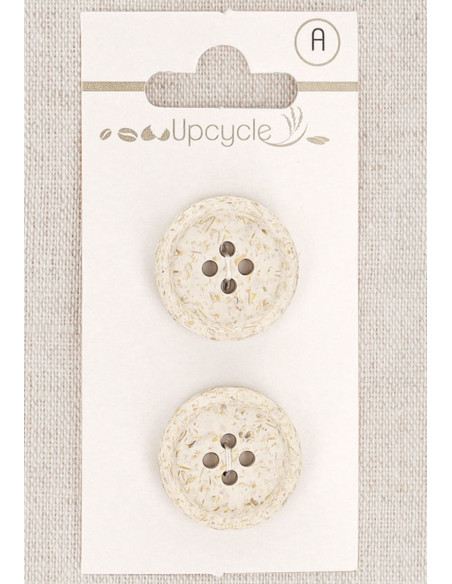 Tarjeta de 2 botones crudo 20 mm 4 agujeros - Granos de arroz enrollados