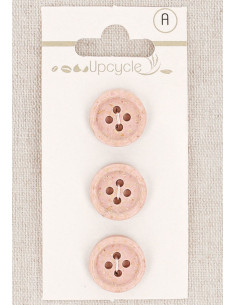 Tarjeta de 3 botones rosa 15 mm 4 agujeros - Granos de arroz enrollados