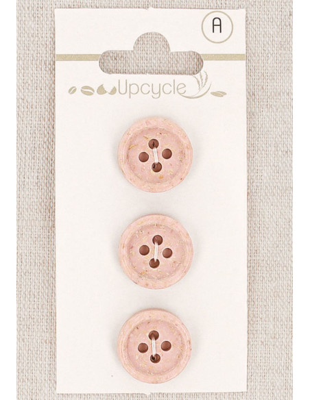 Tarjeta de 3 botones rosa 15 mm 4 agujeros - Granos de arroz enrollados