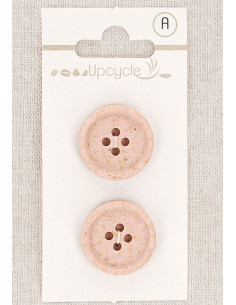 Tarjeta de 2 botones rosa 20 mm 4 agujeros - Granos de arroz enrollados