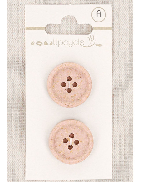 Tarjeta de 2 botones rosa 20 mm 4 agujeros - Granos de arroz enrollados