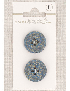 Tarjeta de 2 botones azules de 20 mm 4 agujeros - Granos de arroz enrollados