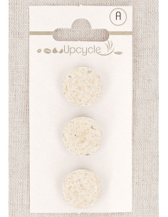 Tarjeta de 3 botones color crudo de 15 mm con ojal - Granos de arroz