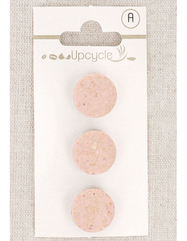 Tarjeta de 3 botones rosa de 15 mm con cola - Granos de arroz