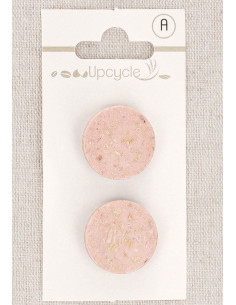 Tarjeta de 2 botones rosa de 20 mm con cola - Granos de arroz