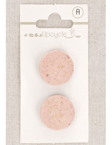 Tarjeta de 2 botones rosa de 20 mm con cola - Granos de arroz