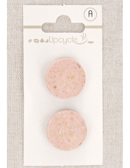 Tarjeta de 2 botones rosa de 20 mm con cola - Granos de arroz
