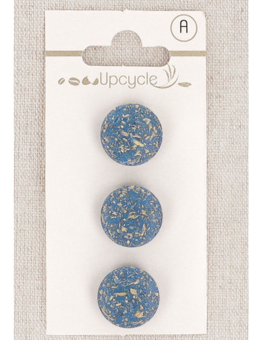 Tarjeta de 3 botones azules de 15 mm con cola - Granos de arroz