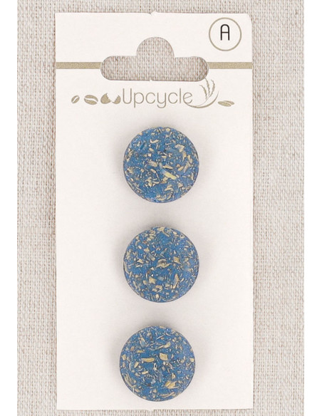 Tarjeta de 3 botones azules de 15 mm con cola - Granos de arroz