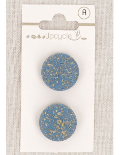 Tarjeta de 2 botones azules de 20 mm con cola - Granos de arroz