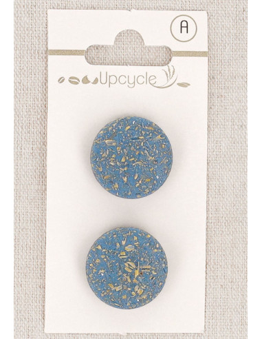 Tarjeta de 2 botones azules de 20 mm con cola - Granos de arroz