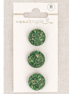 Tarjeta de 3 botones verdes de 15 mm con cola - Granos de arroz